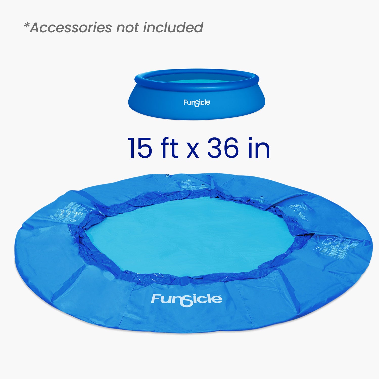 pool liner with dimensions on white background