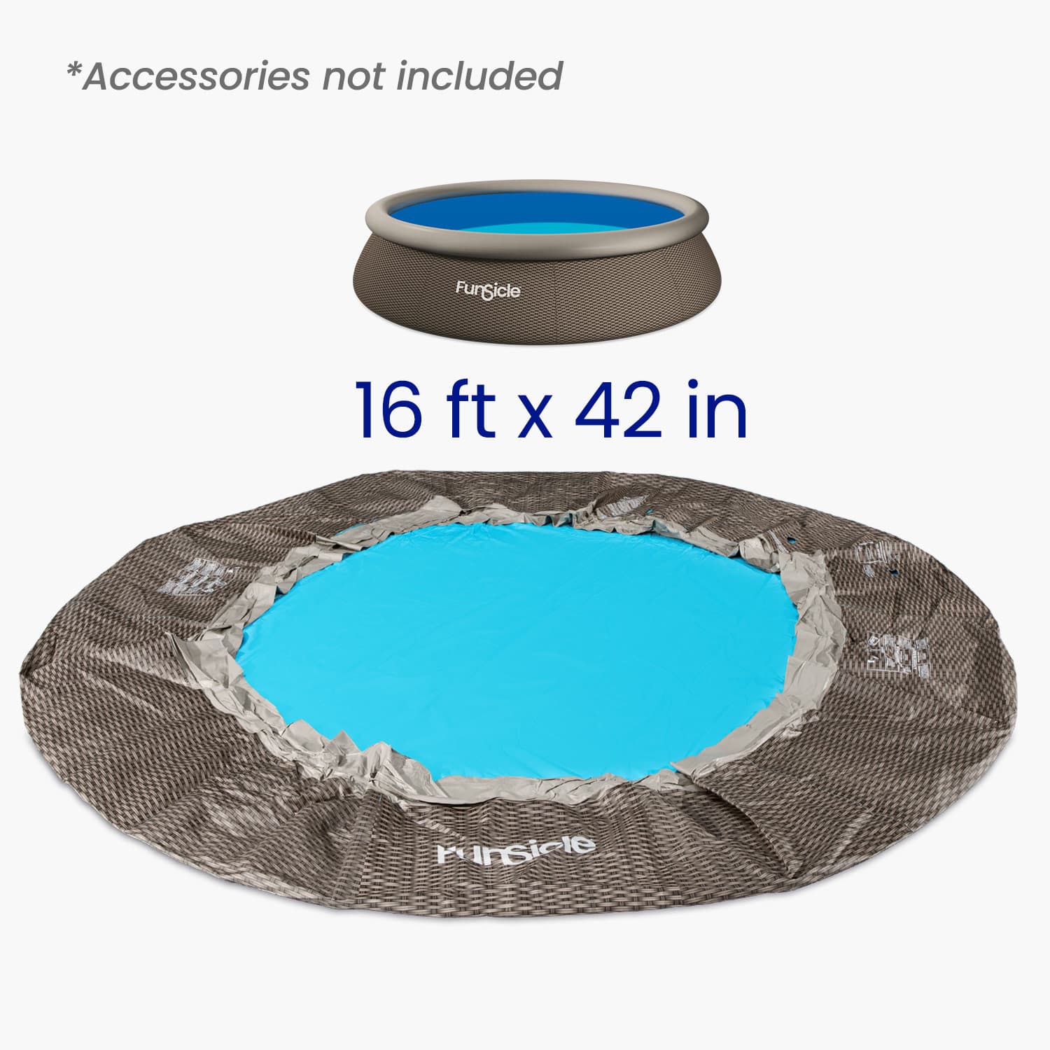 Funsicle pool liner with dimensions 16 ft x 42 in on a white background