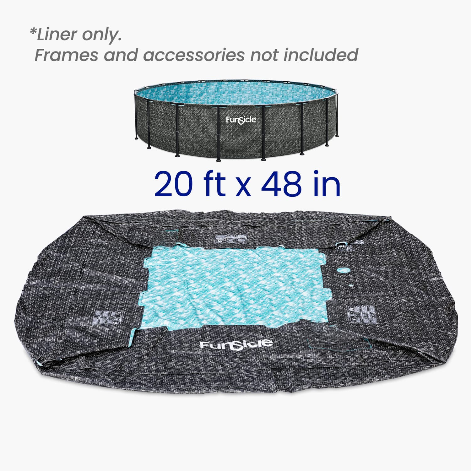 Pool liner with dimensions 20 ft x 48 in, displayed on a white background.