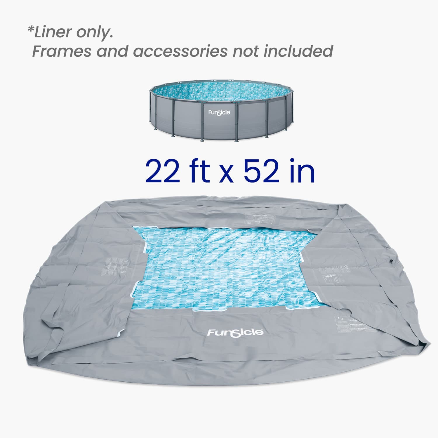 Funsicle pool liner with dimensions 22 ft x 52 in on a white background