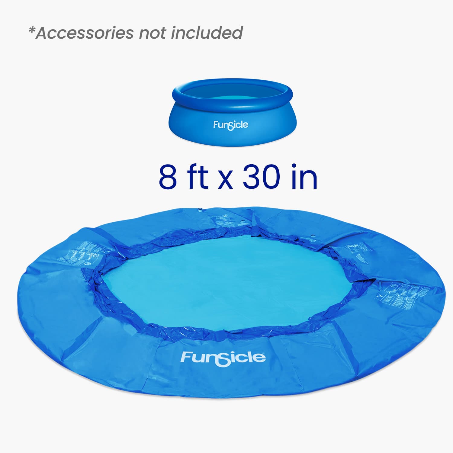 Blue inflatable pool  liner with dimensions 8 ft x 30 in on a white background, featuring the Funsicle brand.