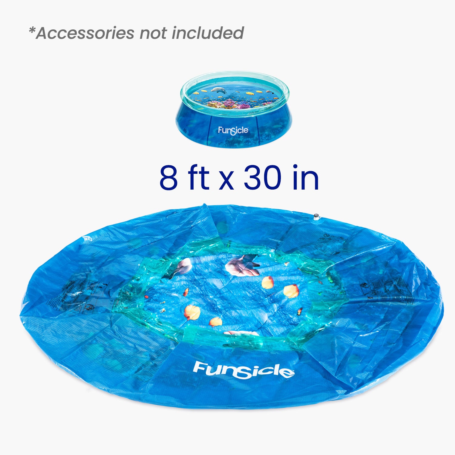 pool liner with dimensions on white background