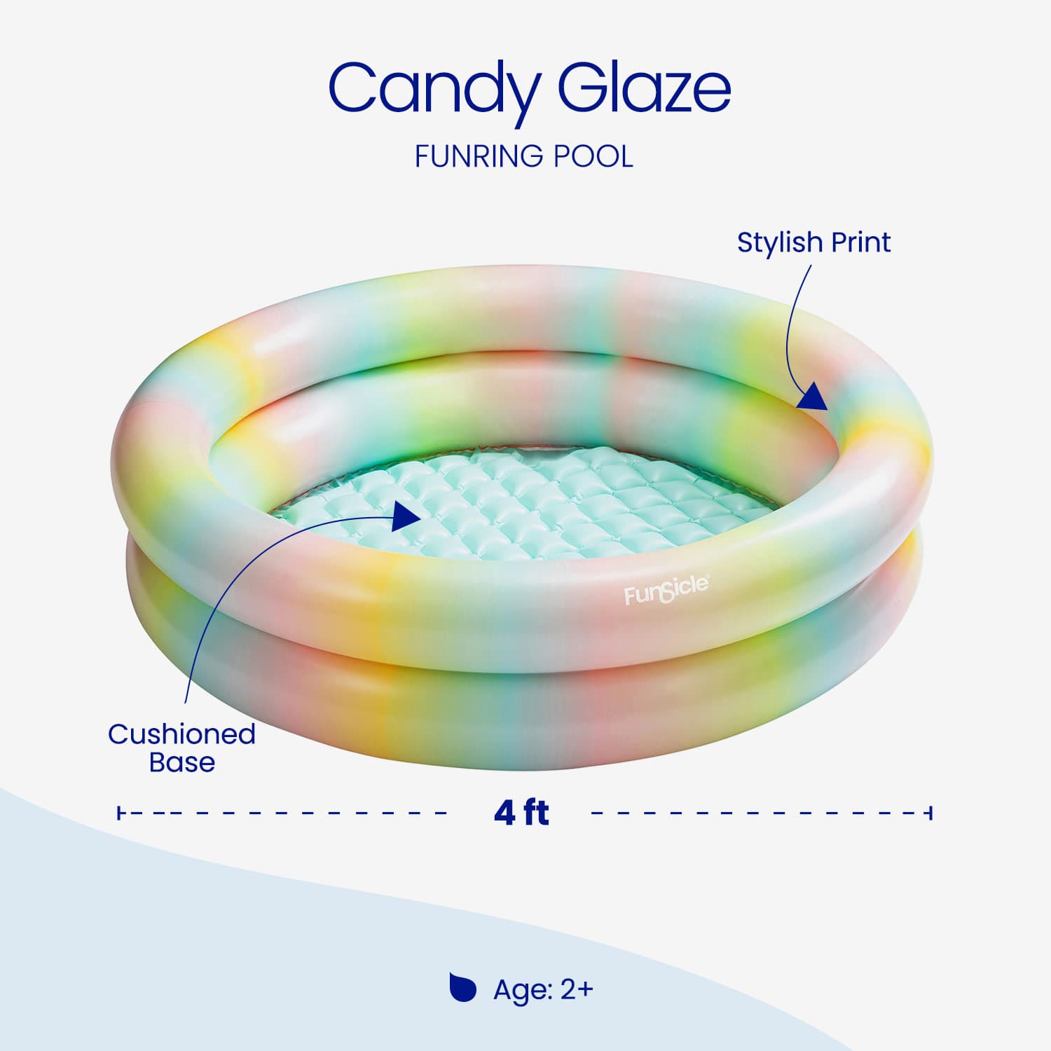 Inflatable pool with candy glaze design on a white background