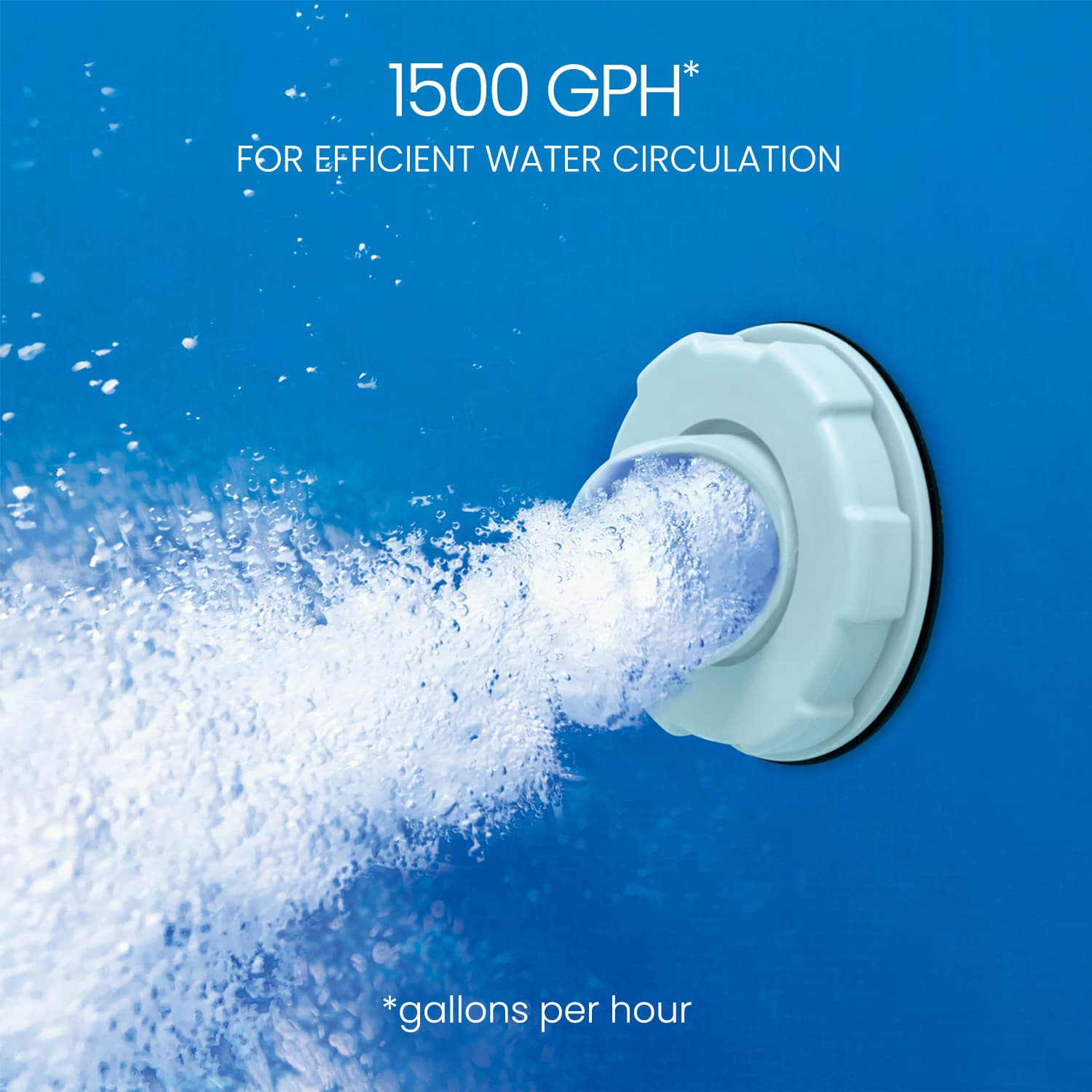 Pool filter with water circulation on a blue background