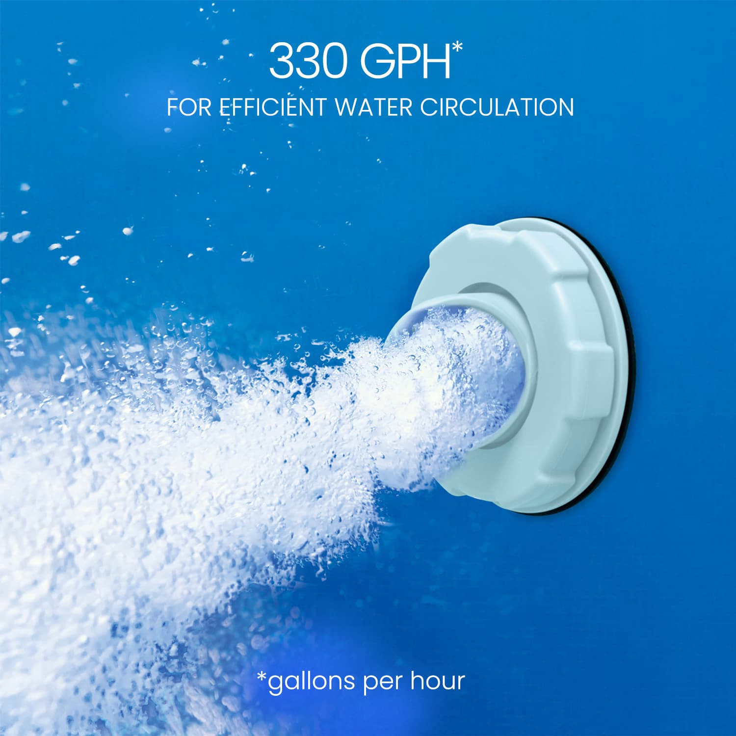 pool filter with water circulation on a blue background