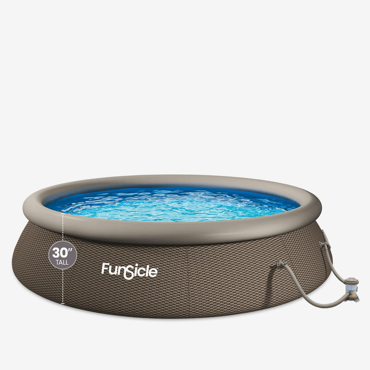 Funsicle inflatable pool with blue water on a white background