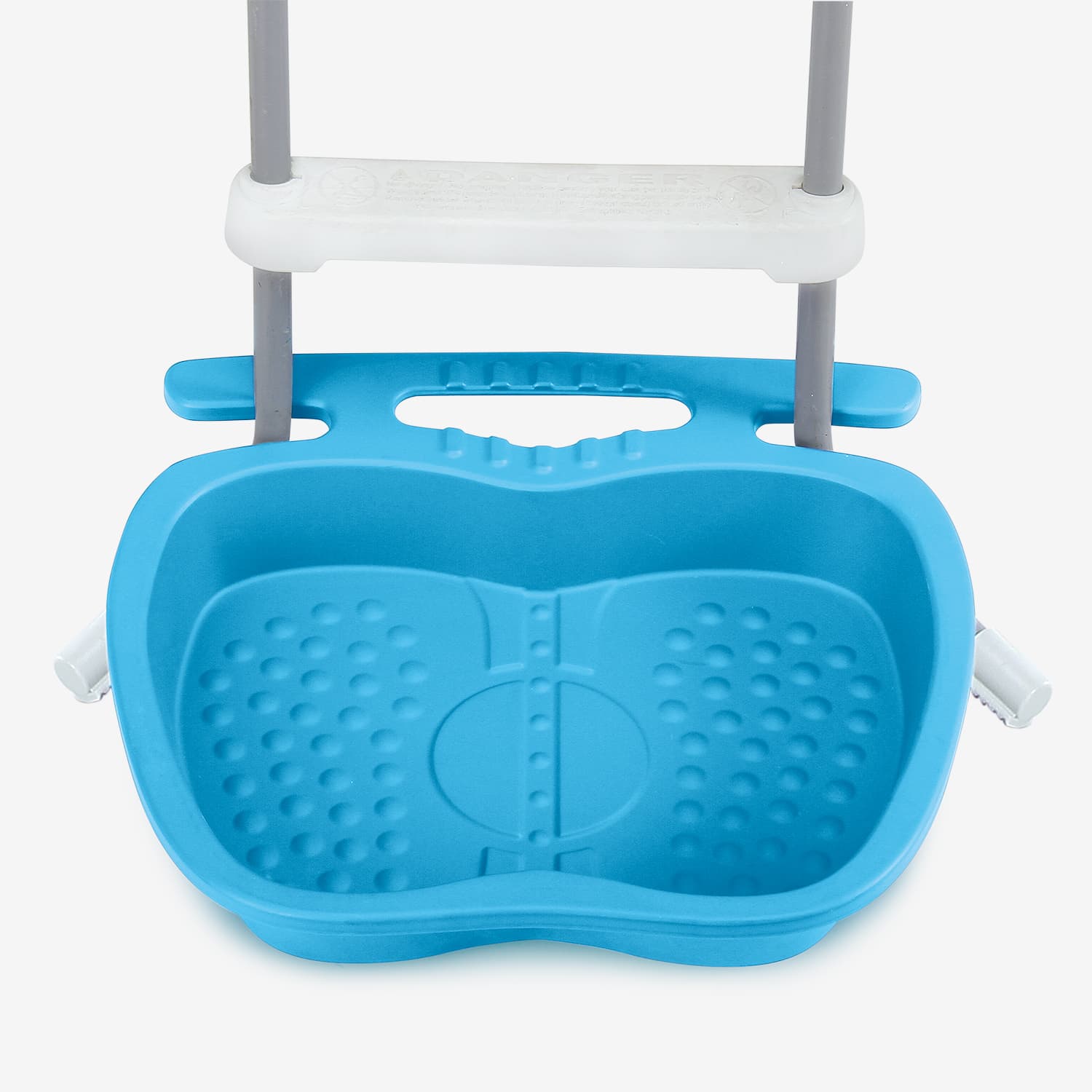 Blue foot bath with white ladder on a white background