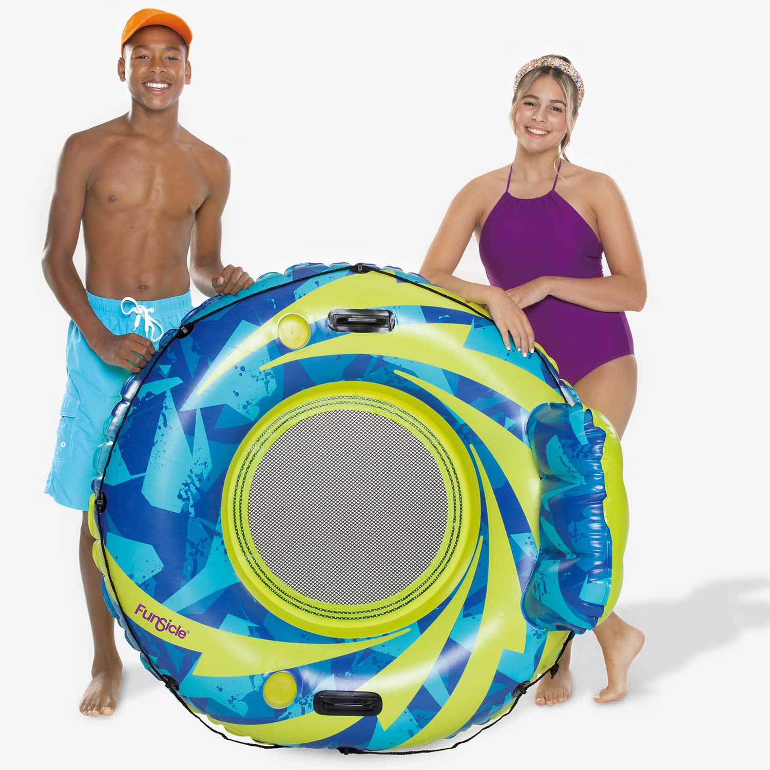 models standing with Funsicle Rolling River FunTube