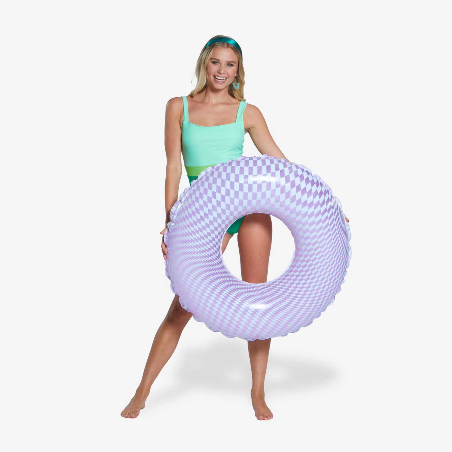 a model standing with Funsicle Checkered FunTube