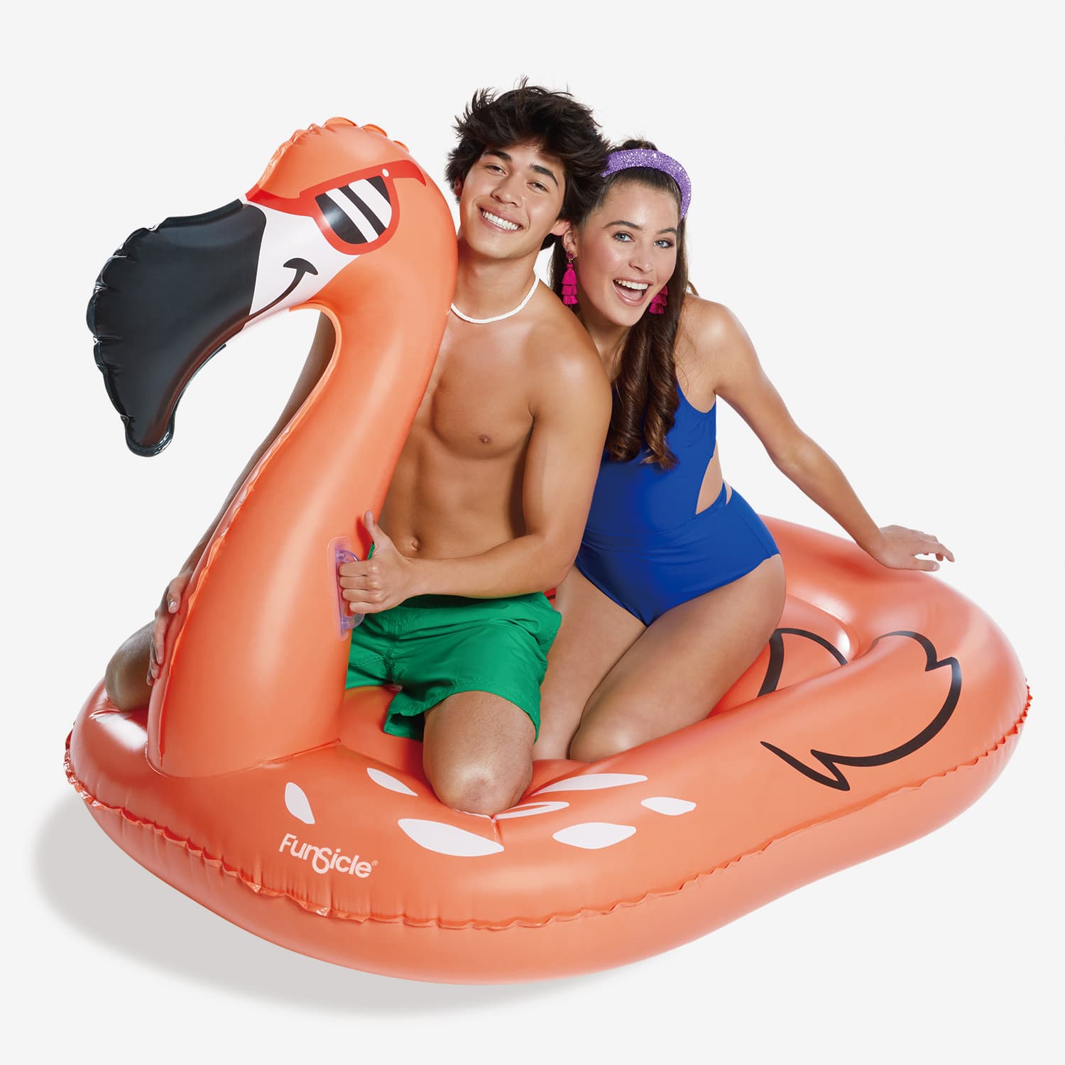 Funsicle Flaming Flamingo Ride-On with two models