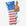 Man holding an inflatable American flag pool float on a white background