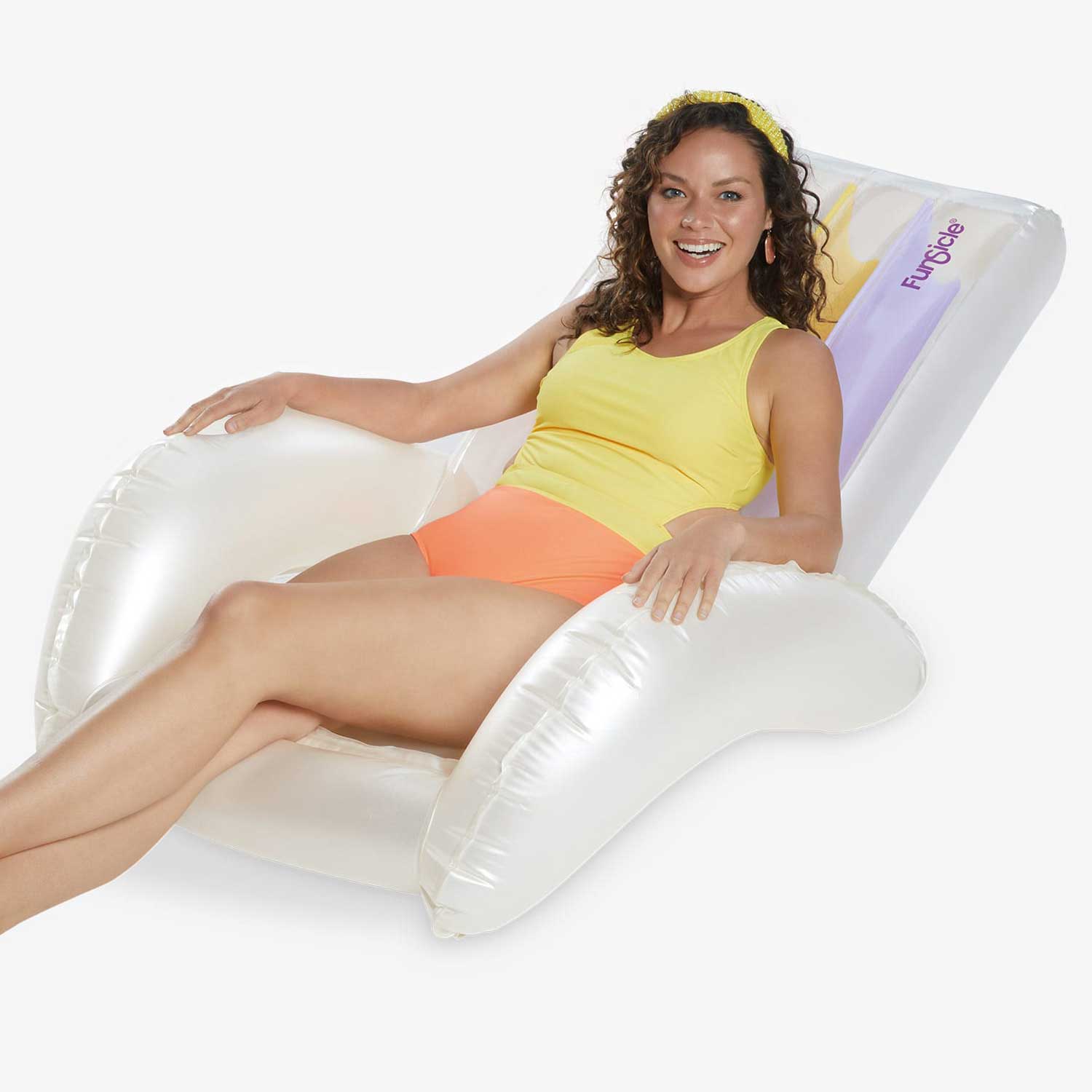 a model lounging on Funsicle Lazy Recliner Lounge