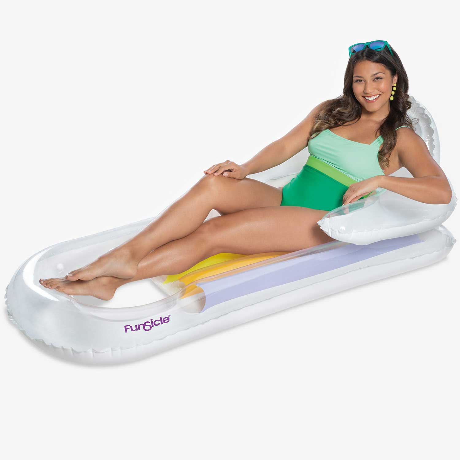 a model lounging on Funsicle Relaxing Lounge on white bacgkround