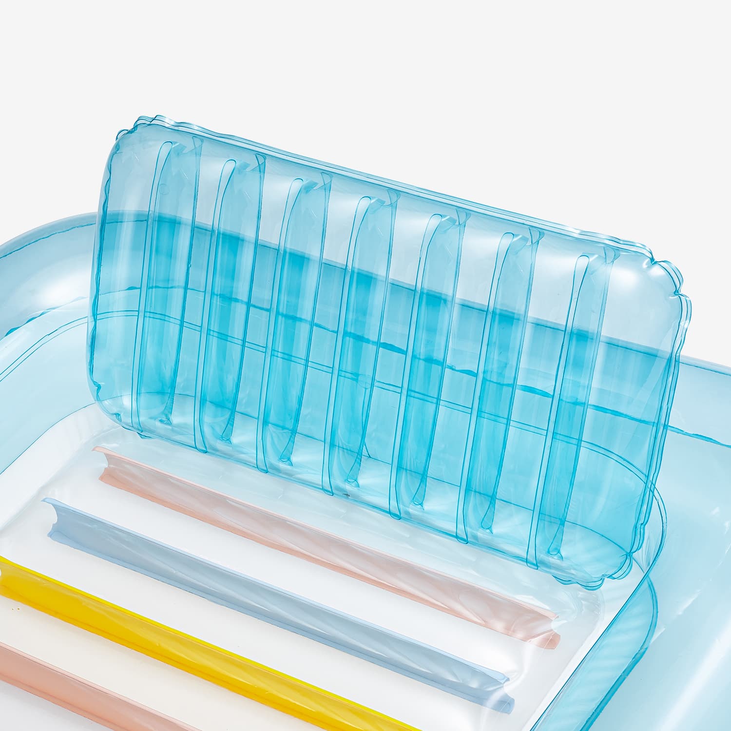 Close up inflatable tub headrest on a white background