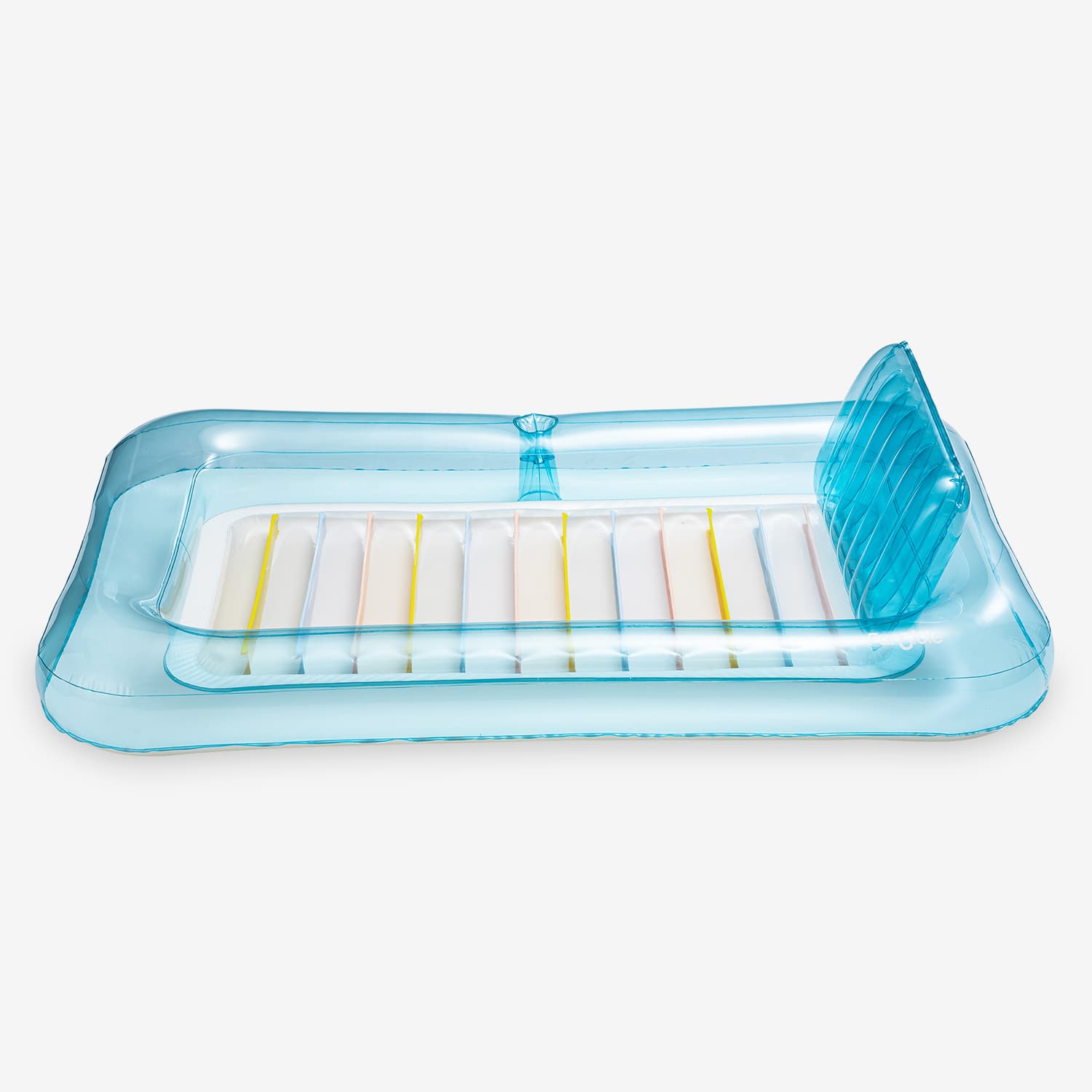 Clear blue inflatable tub on a white background