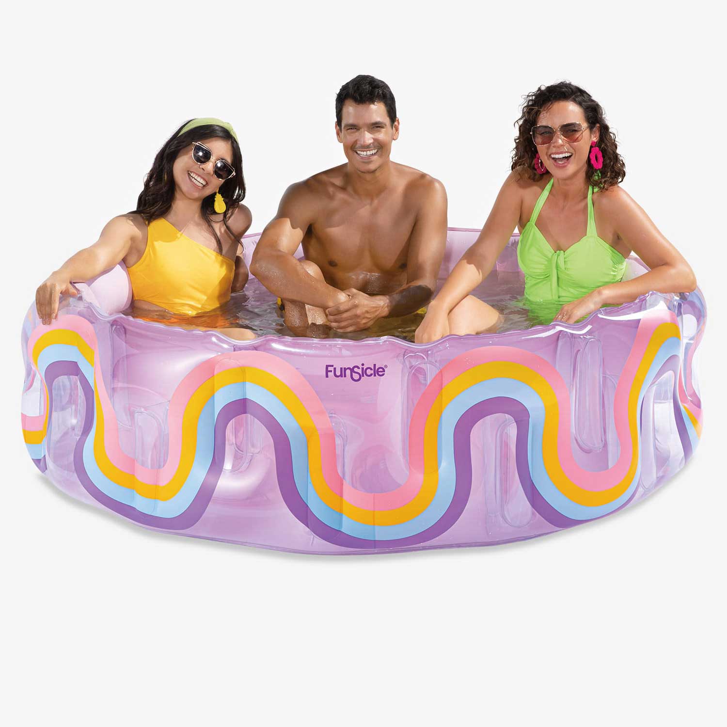 Funsicle Wavy Rainbow Funcuzzi Pool with people inside