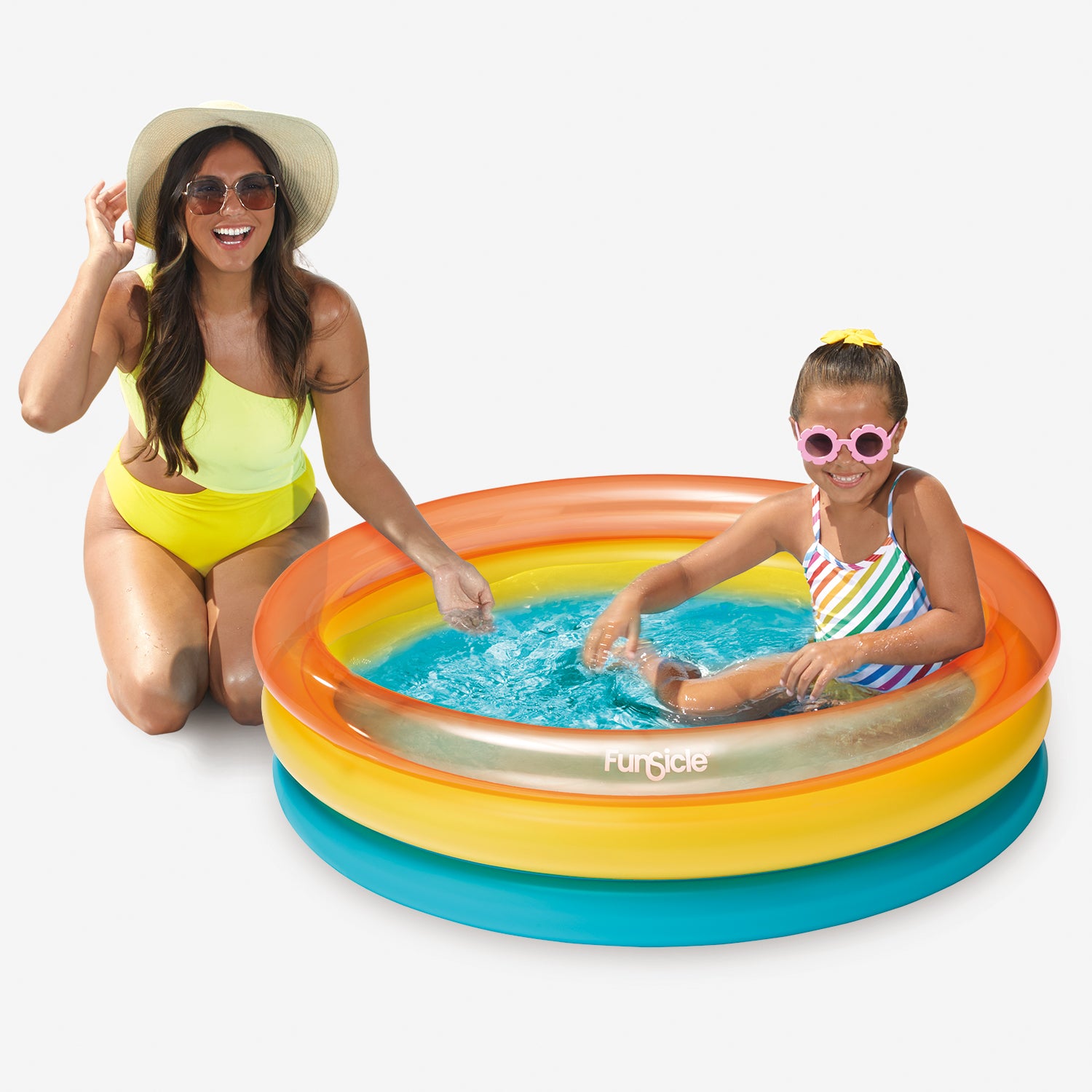 Funsicle Color Pop Pool with models on white background