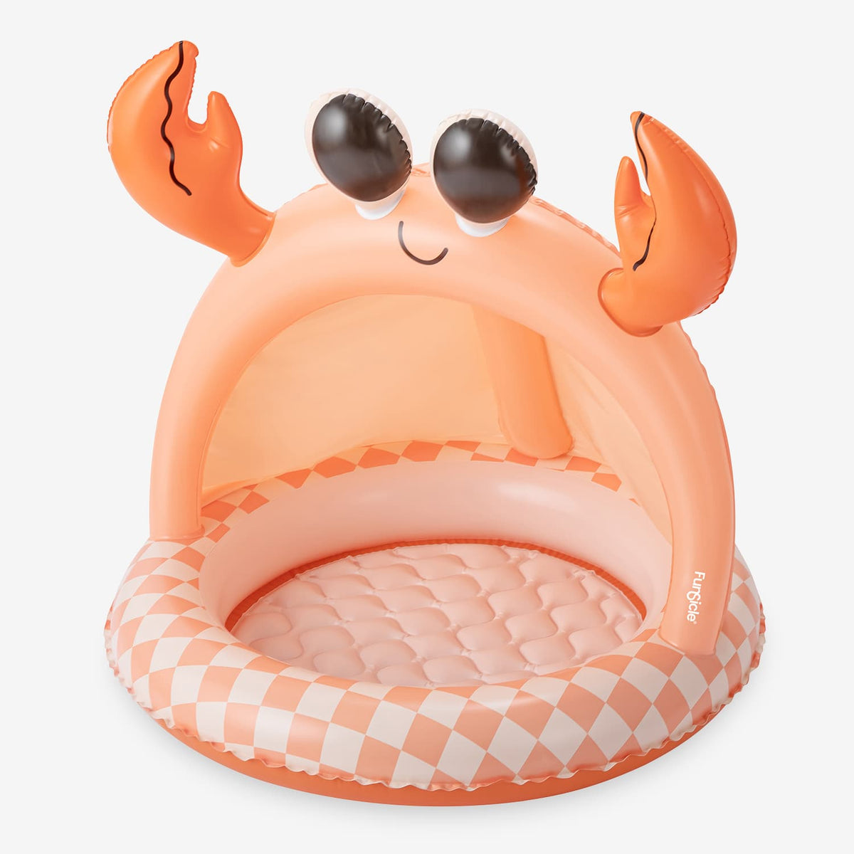Checkered Pool Inflatable Funsicle 3.3ft Happy Snappy Crab Shaded Inflatable Kids Pool