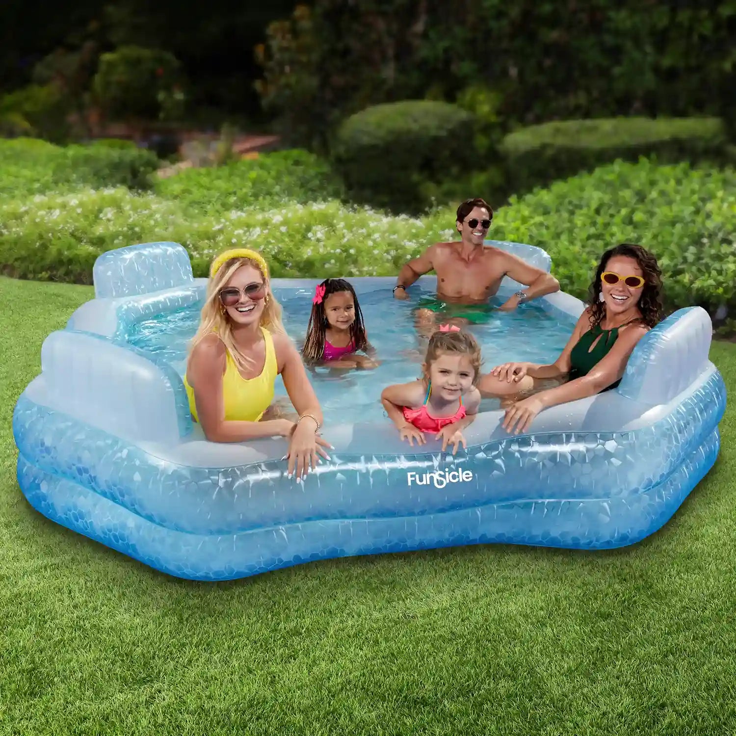Funsicle Great Escape Pool with people on a grass background