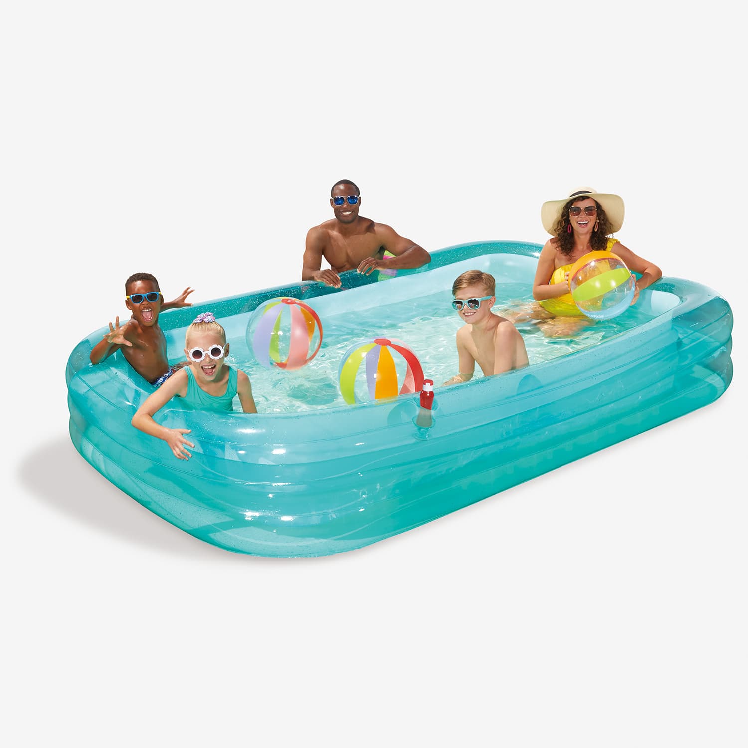 Funsicle AquaSplash Pool with models on white background