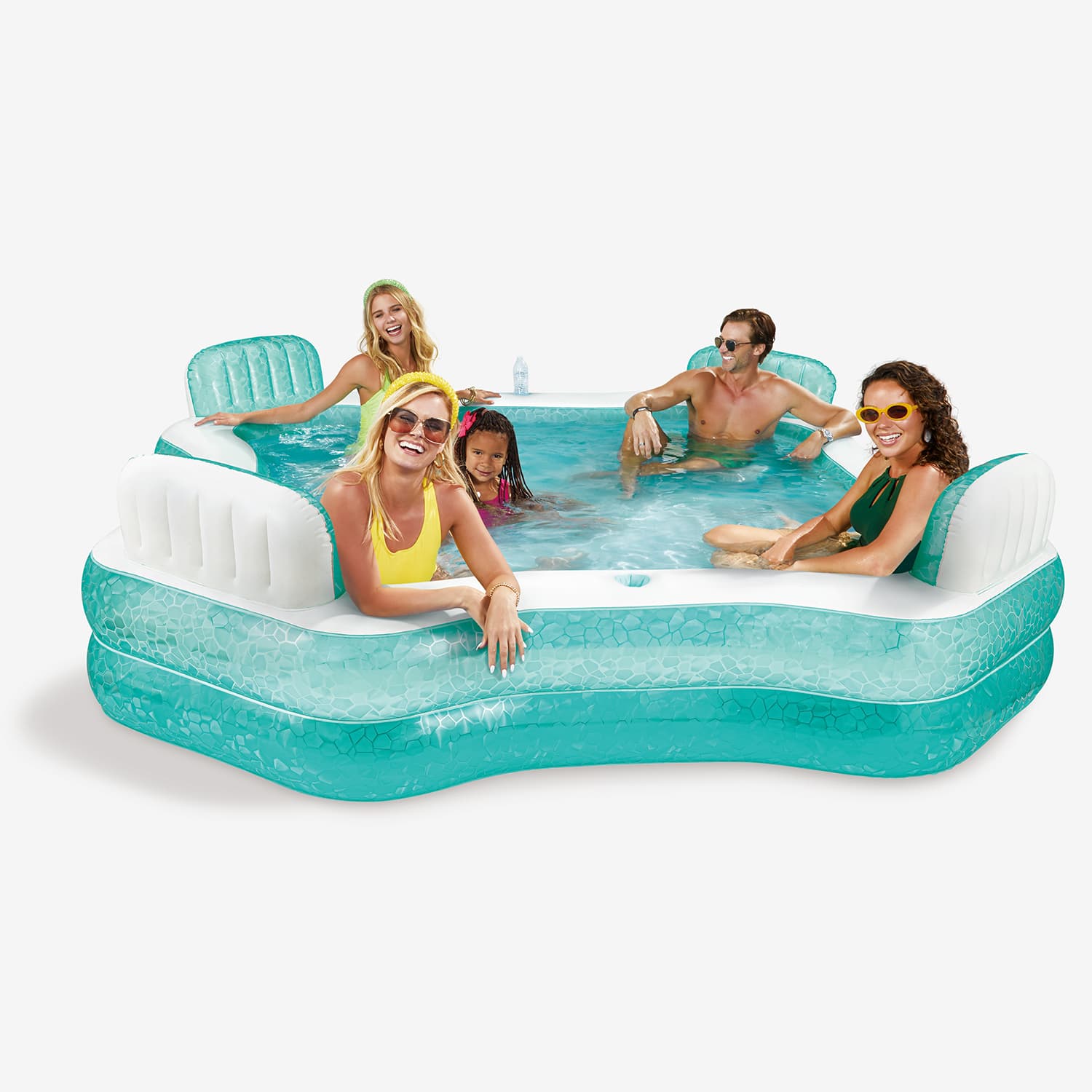 Funsicle Summer Escape Pool with models on white background