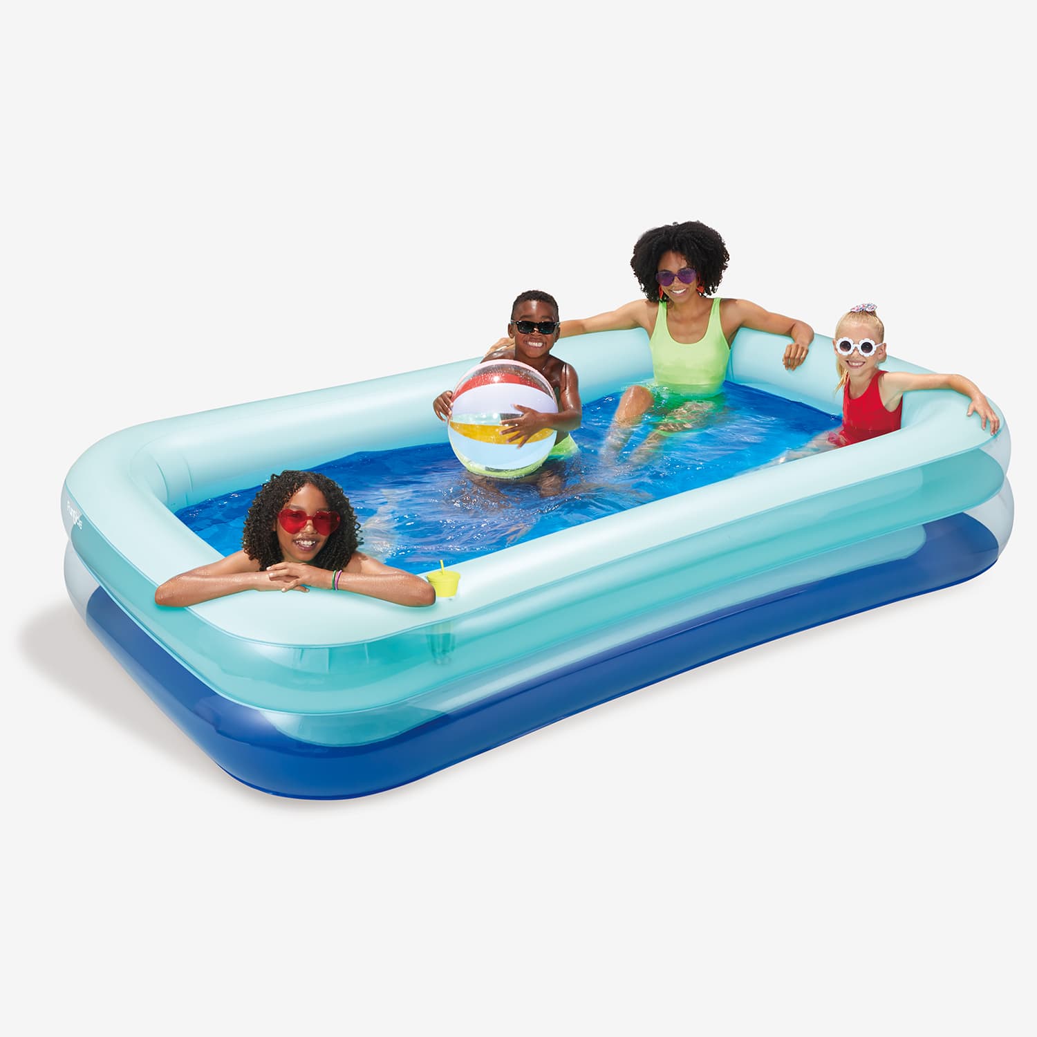 Funsicle SummerBlock Pool with models on white background