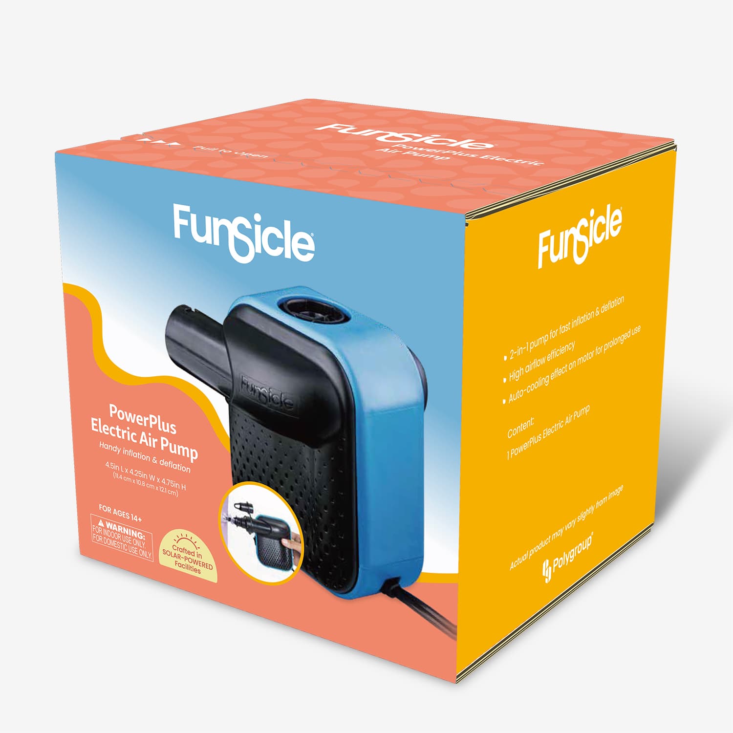 Funsicle PowerPlus Electric Air Pump packaging on a white background