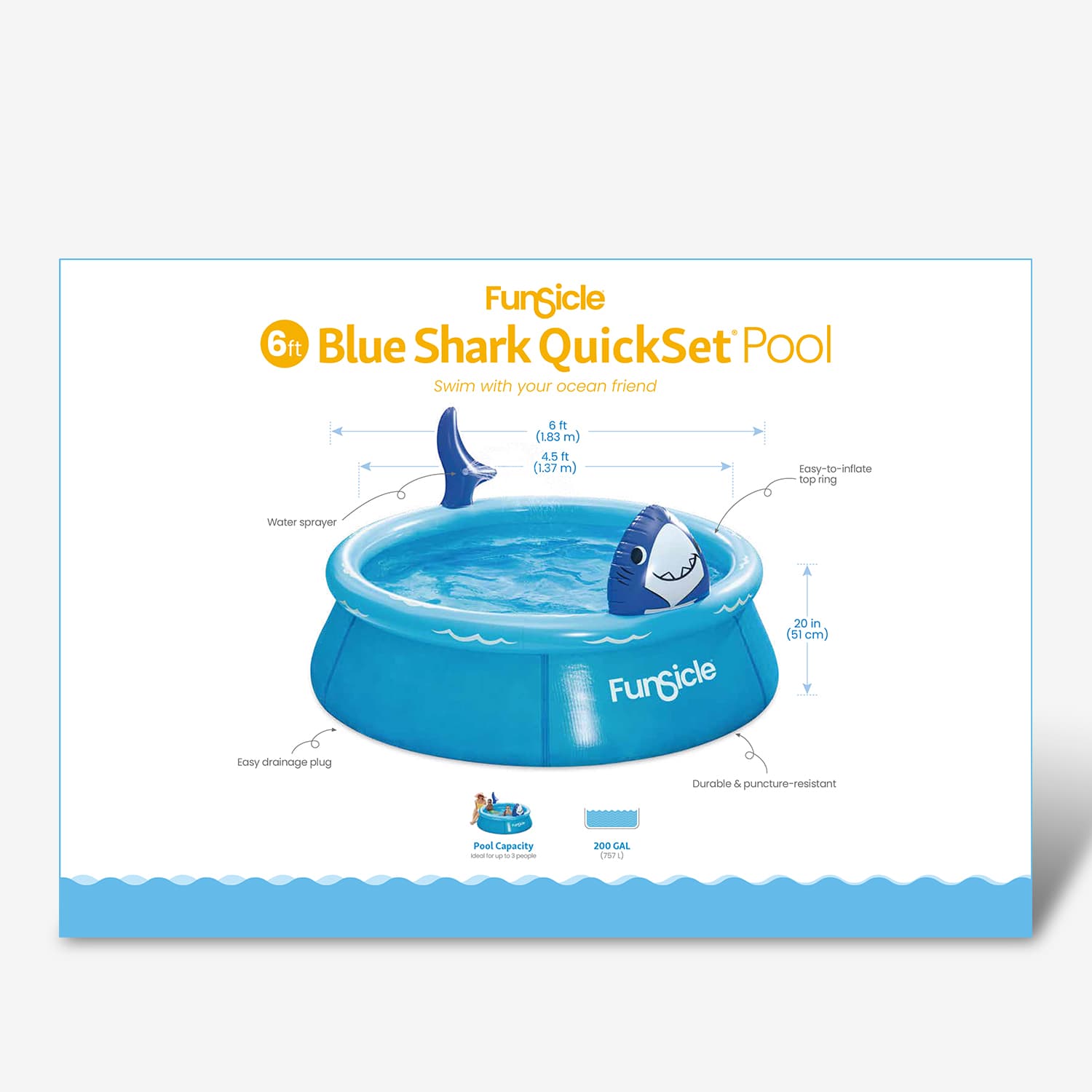 Funsicle Blue Shark QuickSet Pool