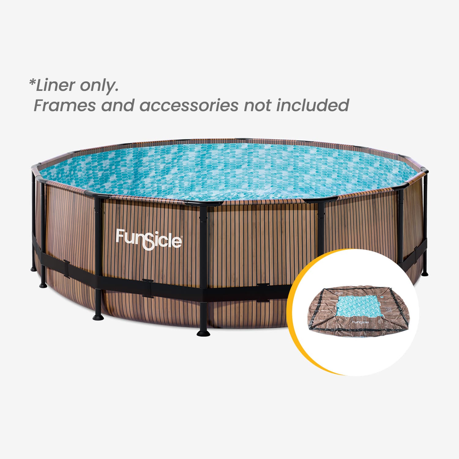 Funsicle 14 ft Oasis Designer Pool Liner – Natural Teak
