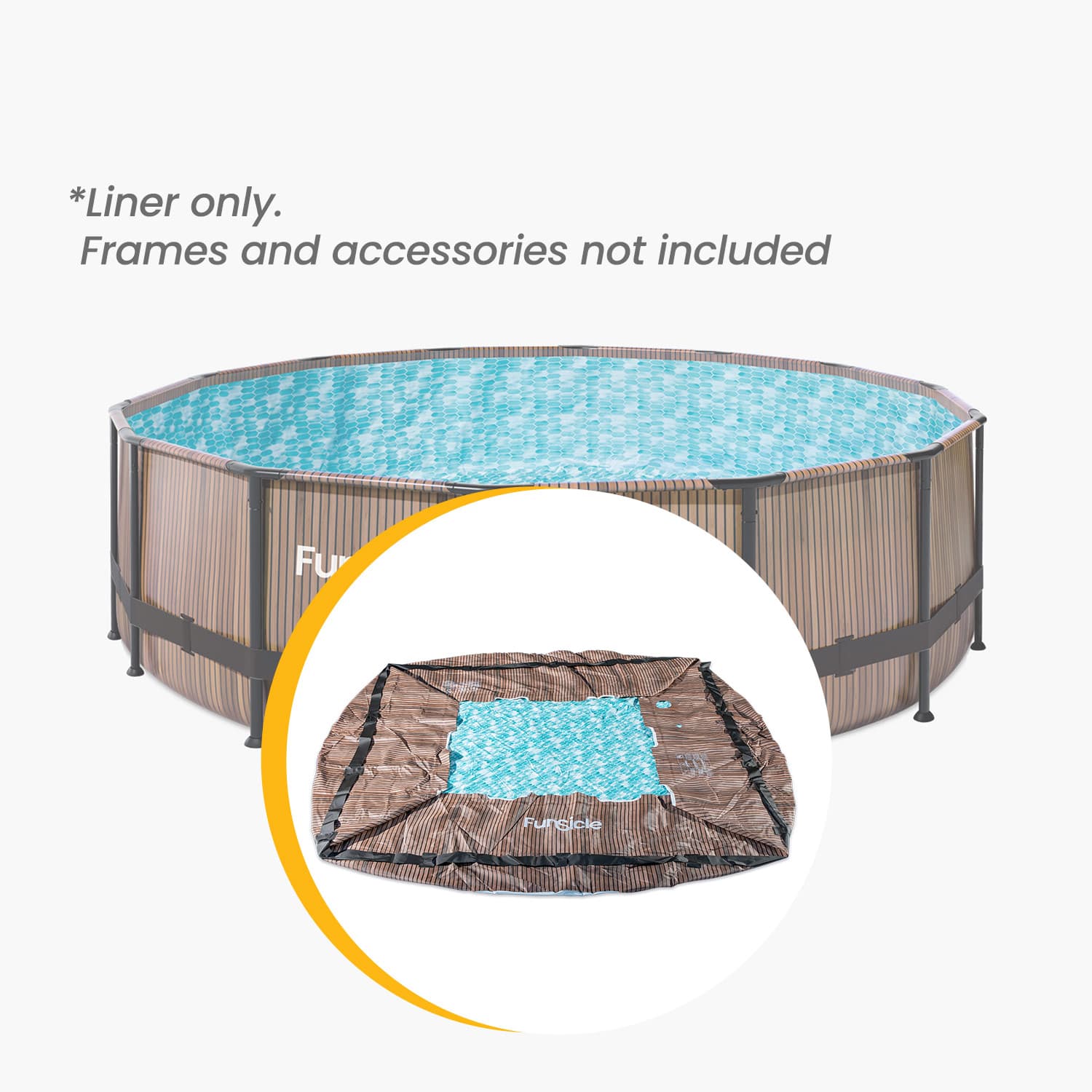 Funsicle 14 ft Oasis Designer Pool Liner – Natural Teak