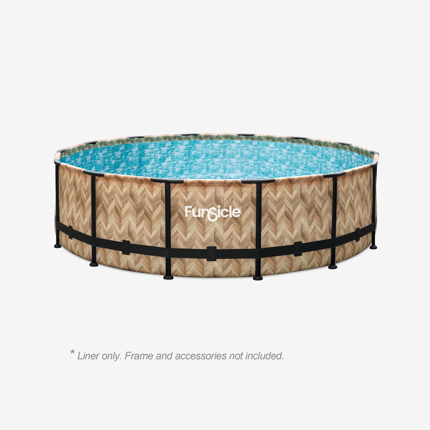 Funsicle 16 ft Oasis Designer Pool Liner– Oak Herringbone
