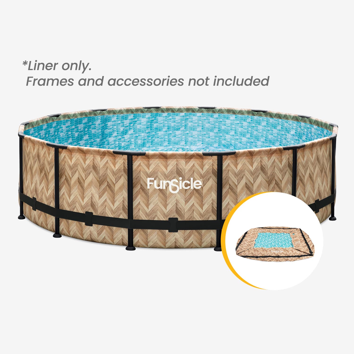 Funsicle 16 ft Oasis Designer Pool Liner– Oak Herringbone