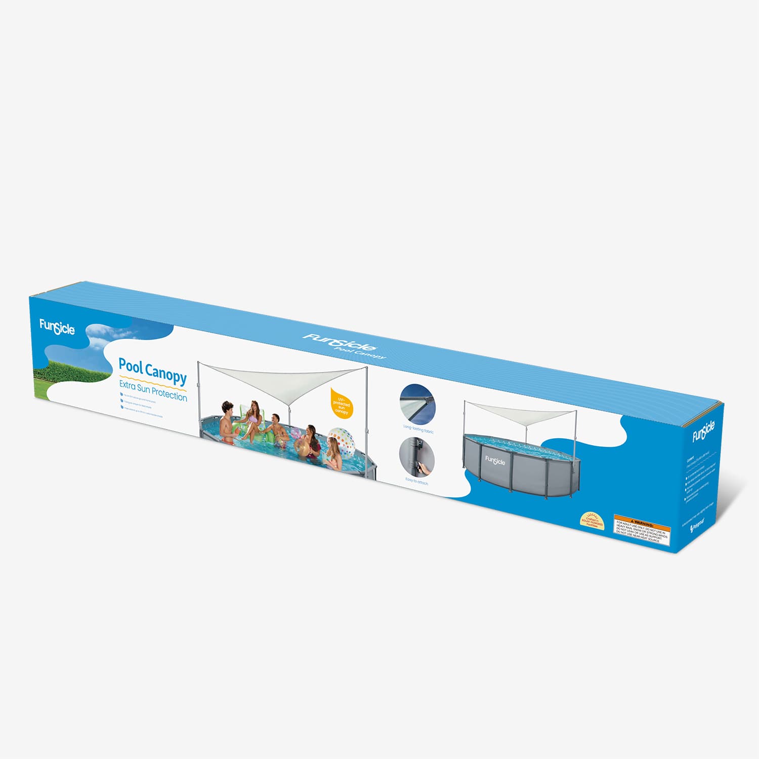 Funsicle pool canopy packaging on a white background