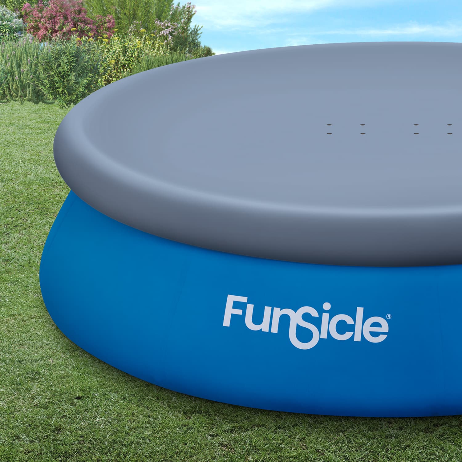 Funsicle 10ft QuickSet Pool Cover on a grass background