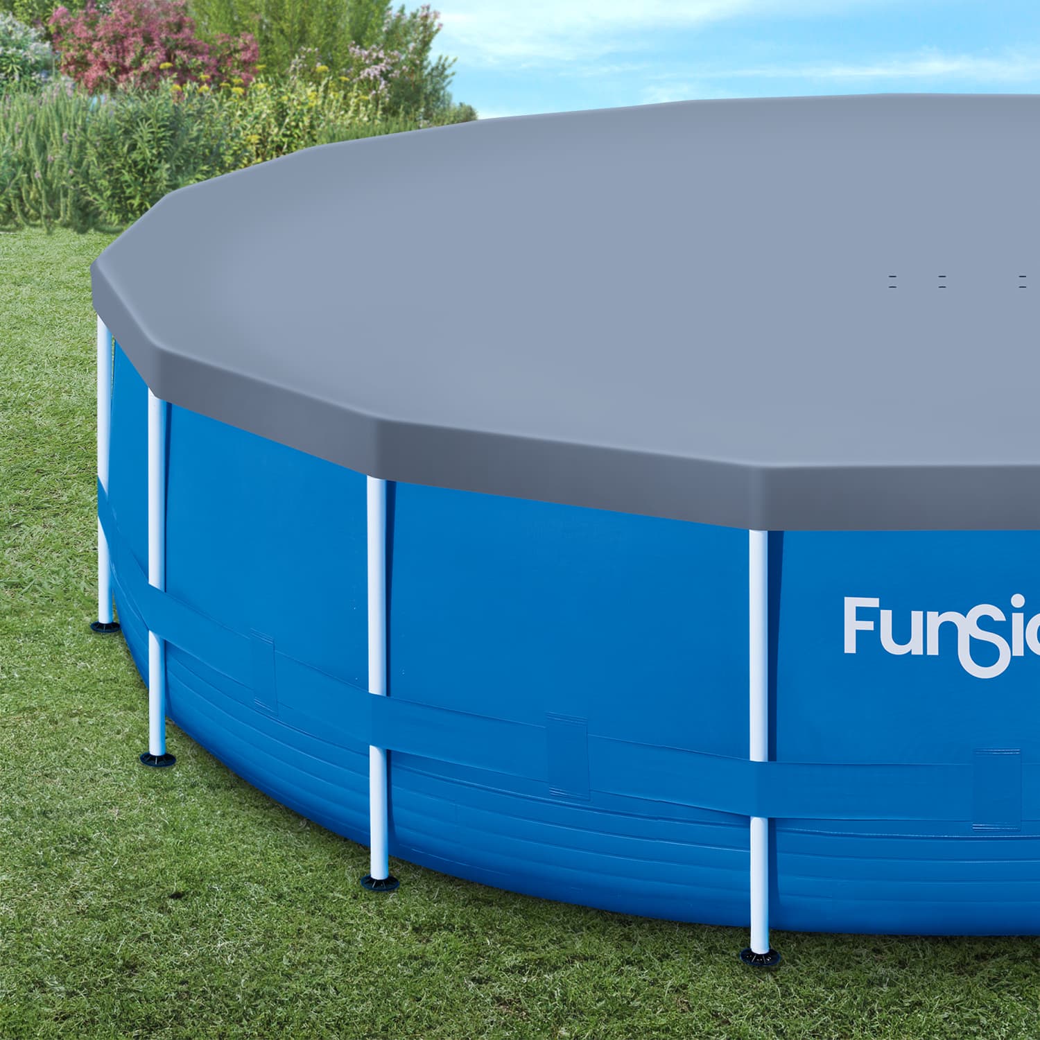 Funsicle 18ft Frame Pool Cover on grass background