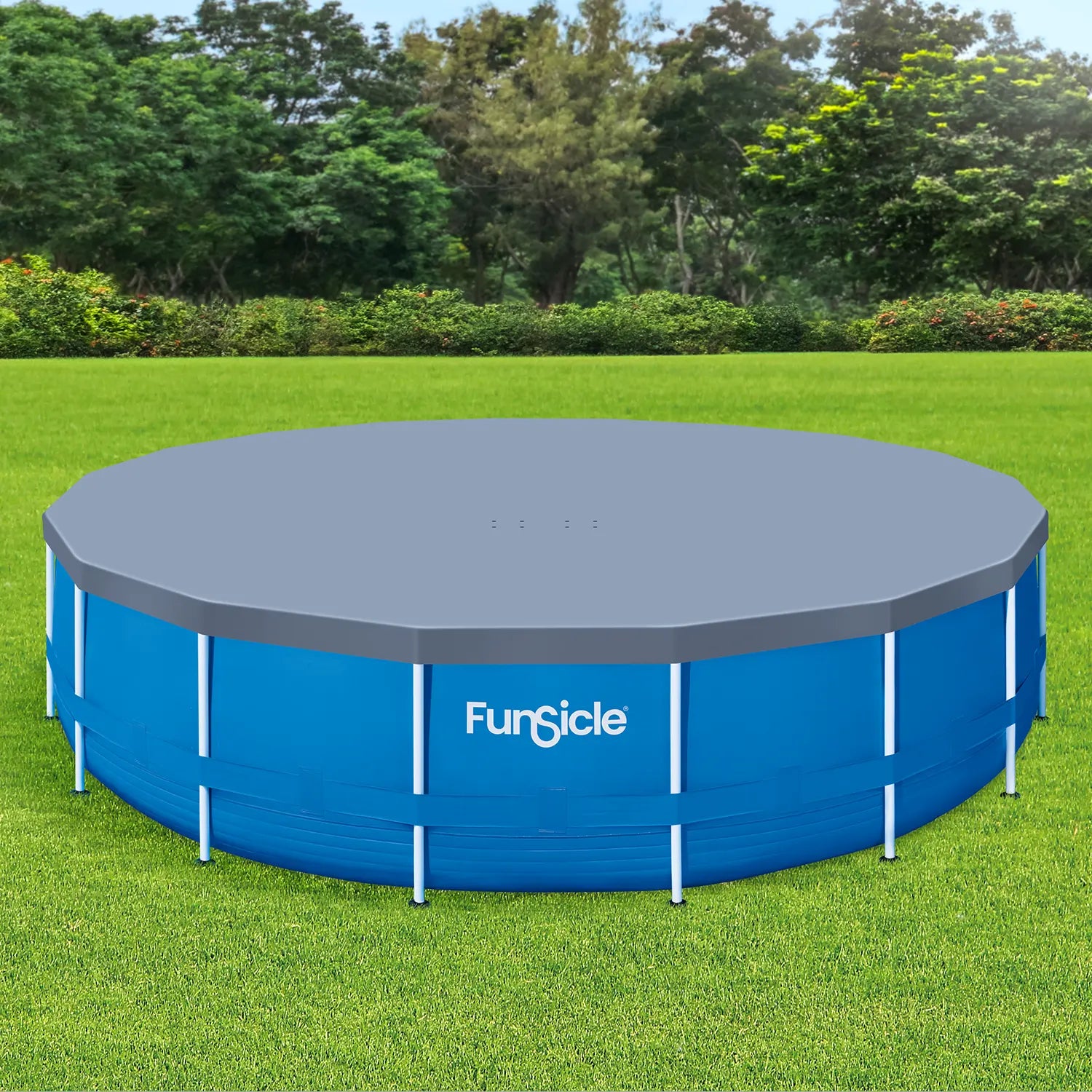 Funsicle 18ft Frame Pool Cover on grass background