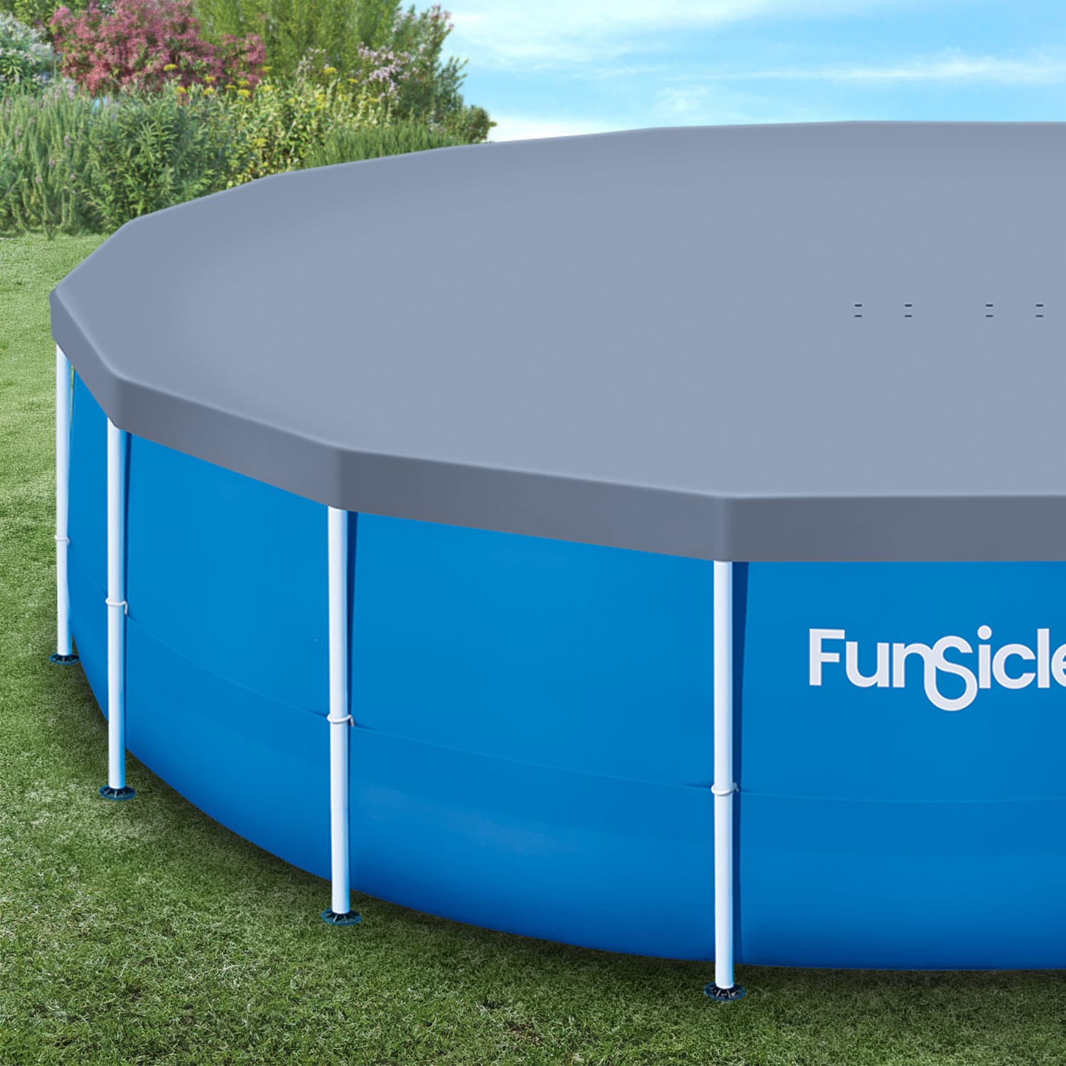 pool cover on grass background