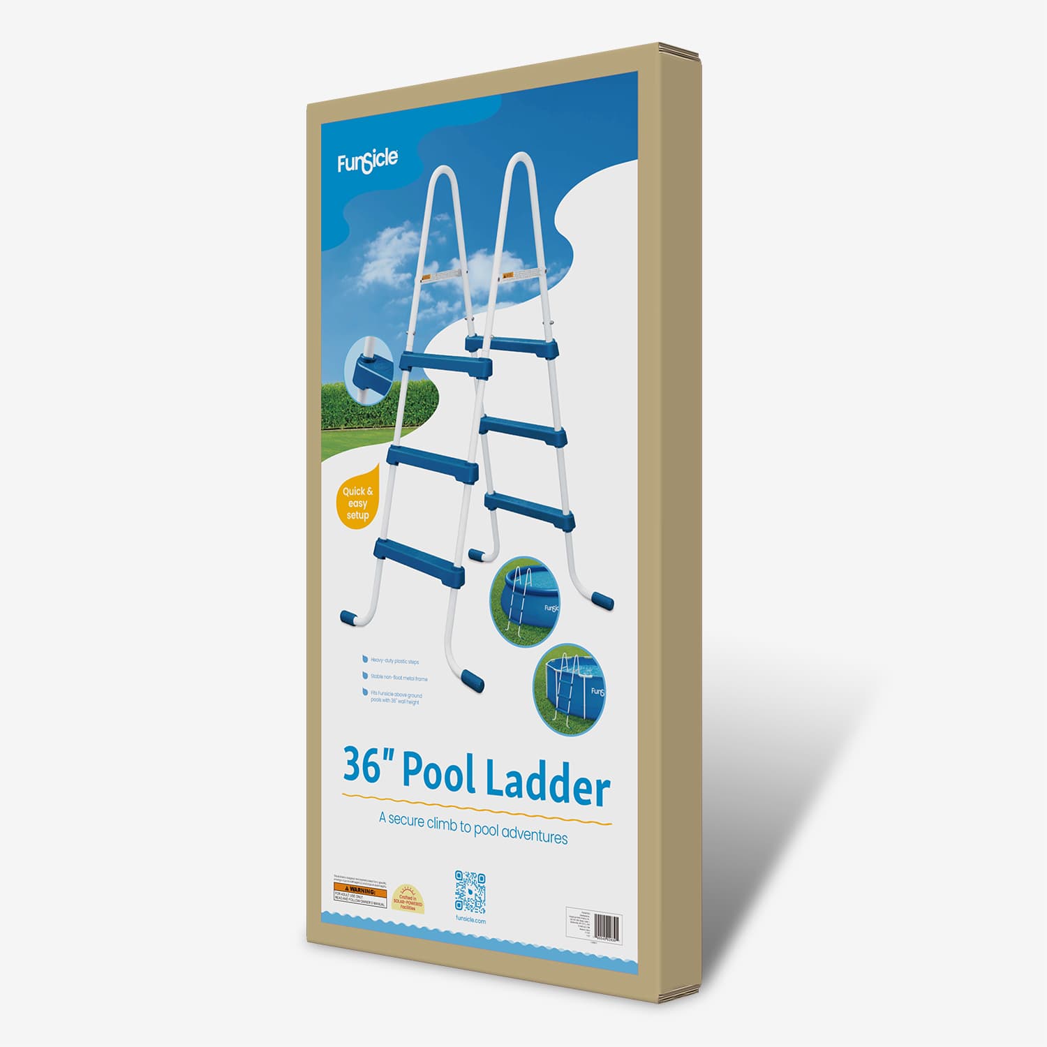 Funsicle 36-inch pool ladder packaging on a white background
