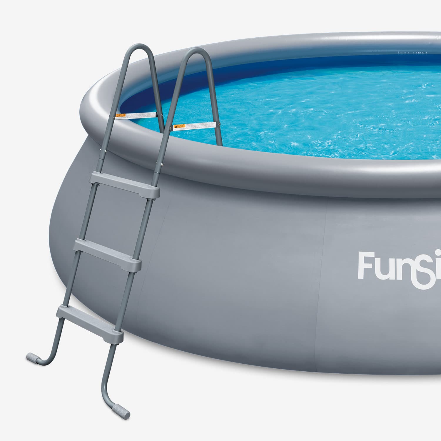 Inflatable pool with a ladder on a white background, featuring the brand 'Funsicle'.