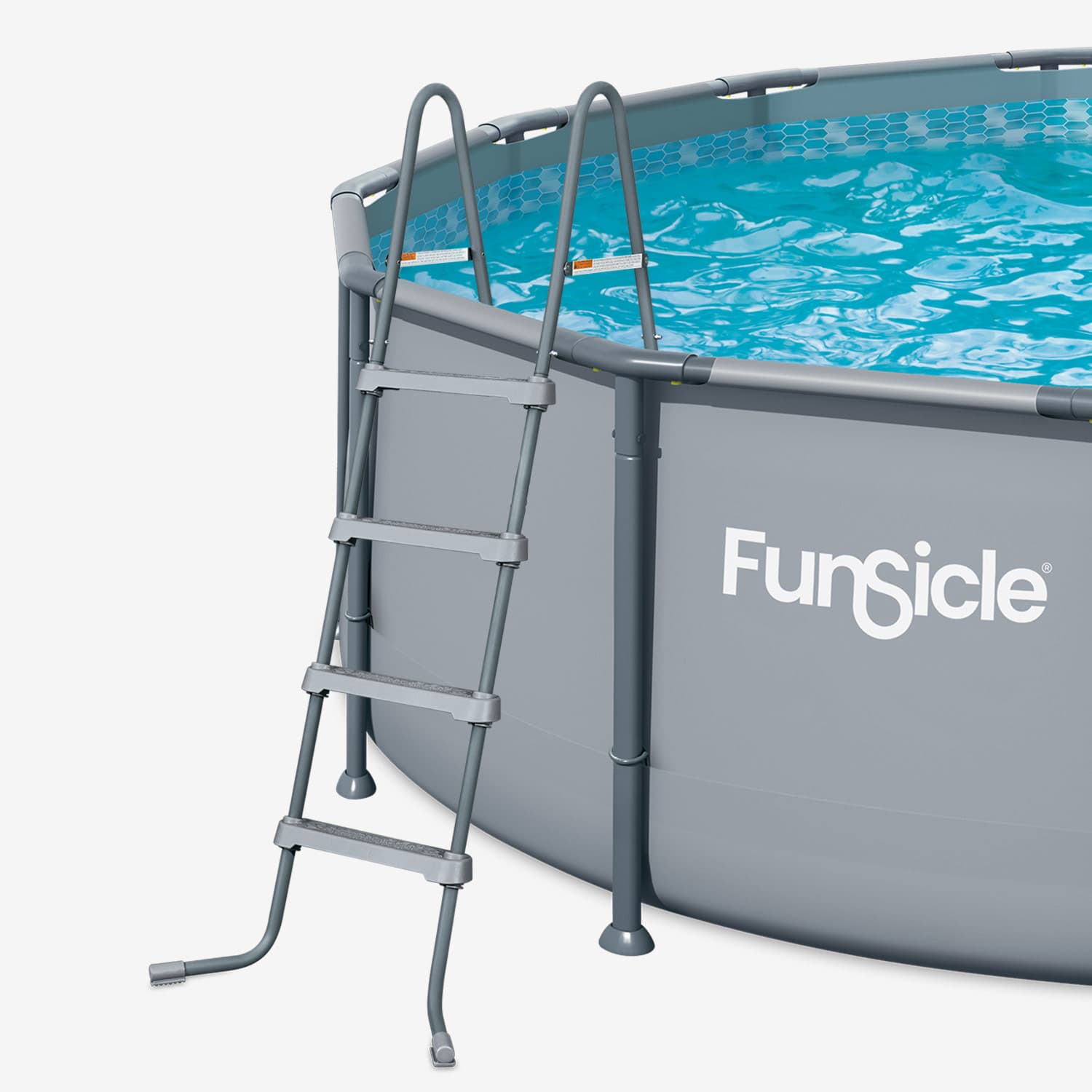Funsicle above-ground pool with ladder on a white background