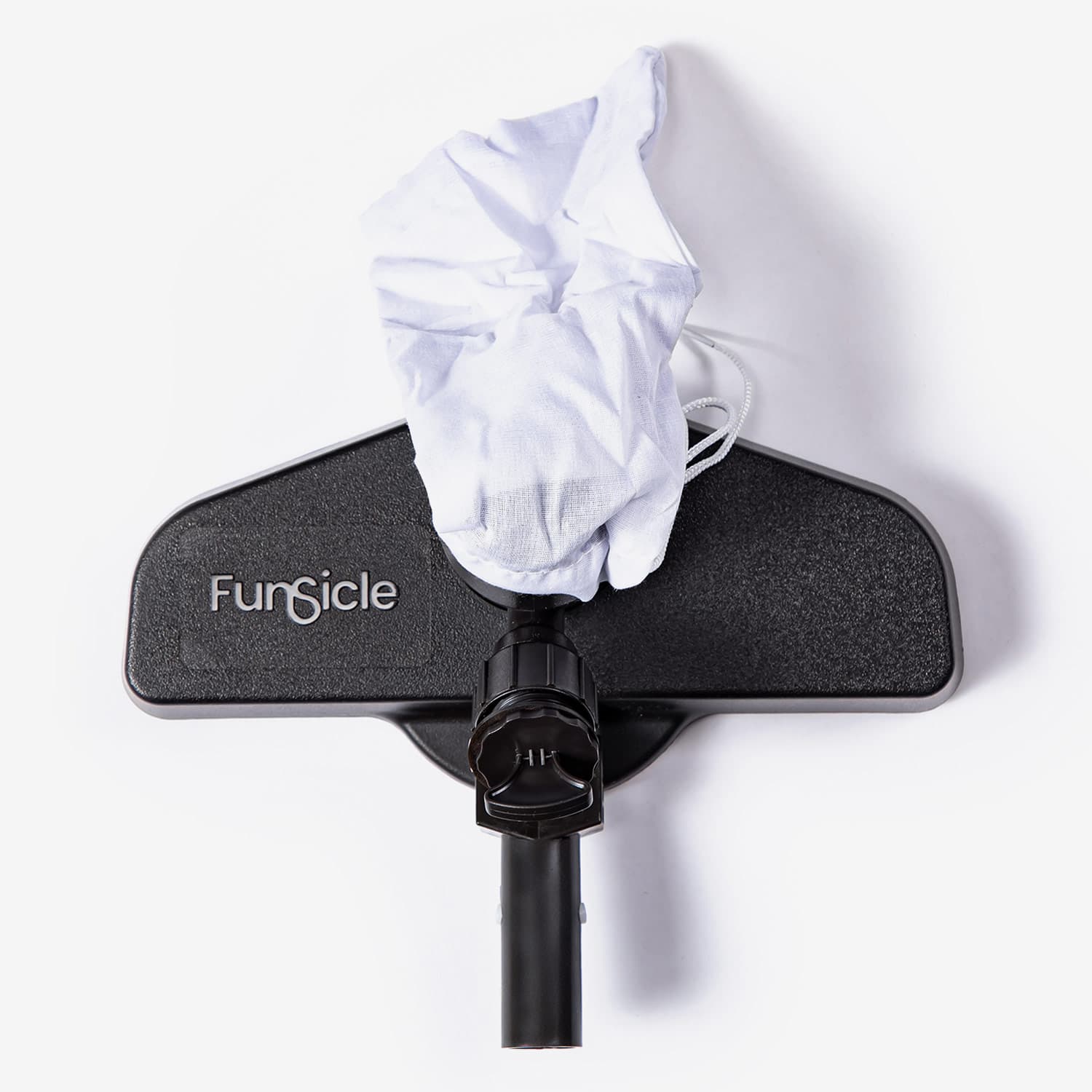 Funsicle vacuum head with a white cloth on a white background