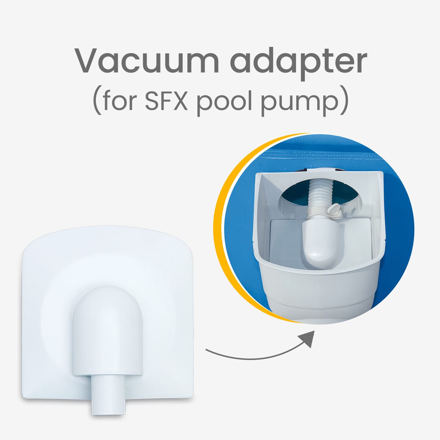 Vacuum adapter for SFX pool pump on a white background