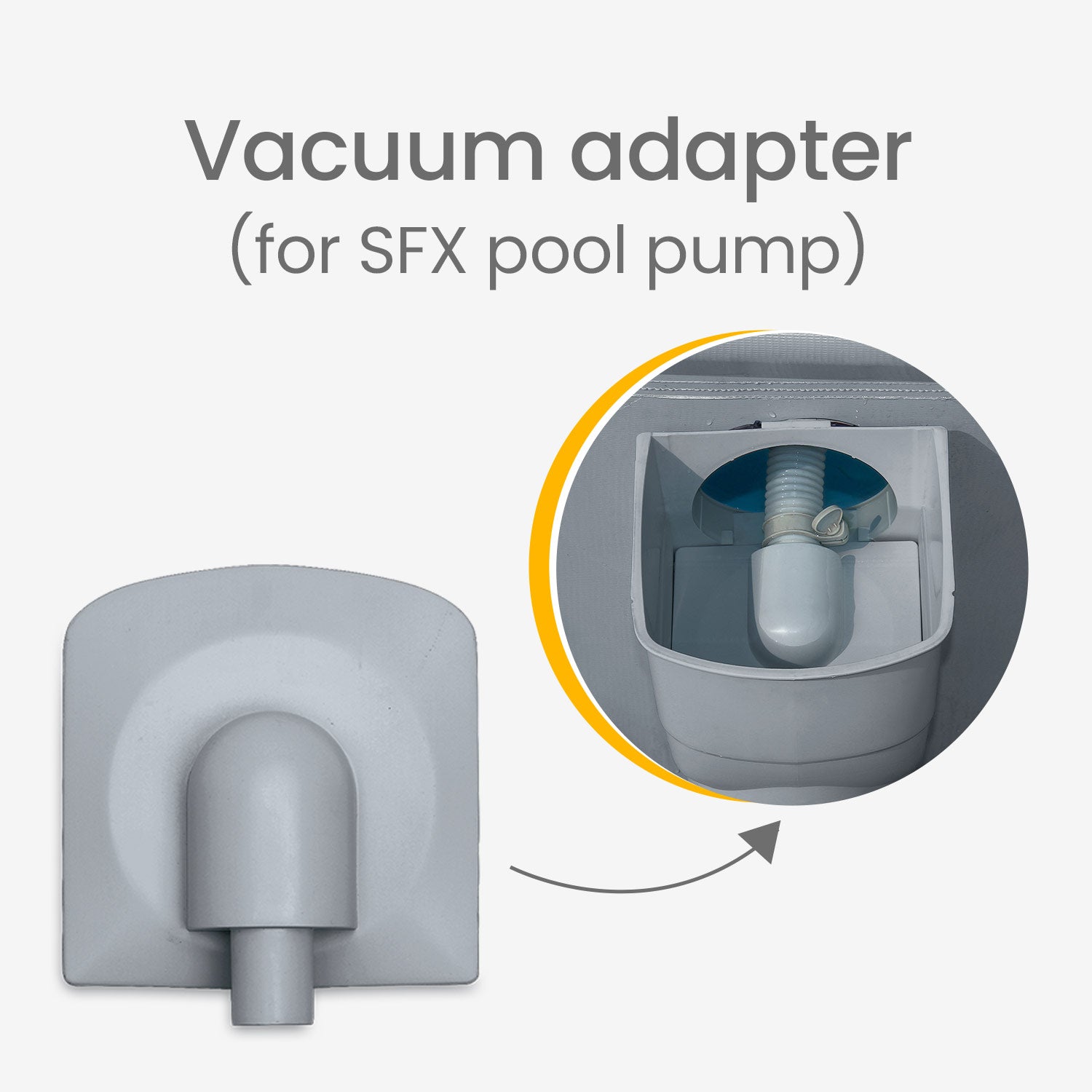 Vacuum adapter for SFX pool pump on a white background