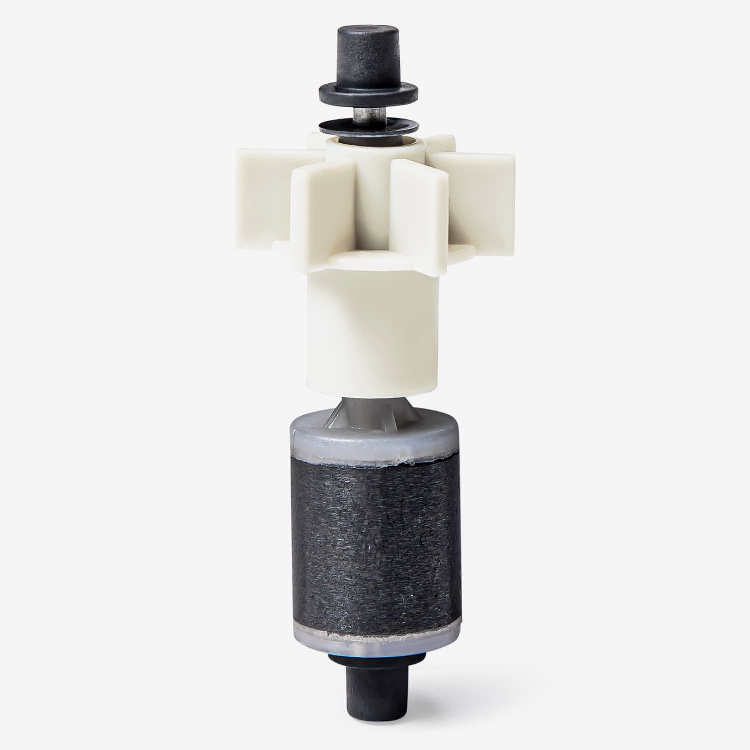 Pump rotor with white and gray sections on a white background