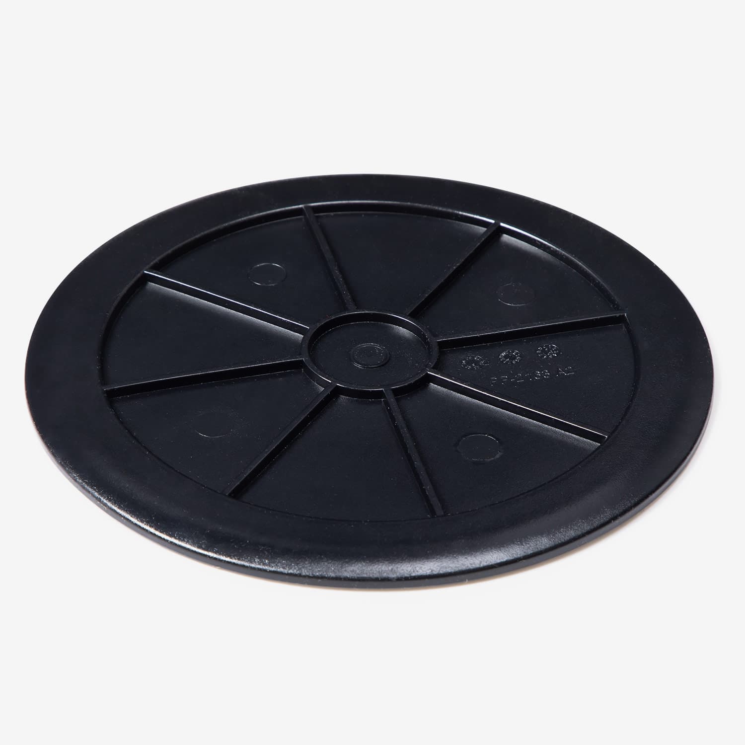 Black round pump stopper  on a white background
