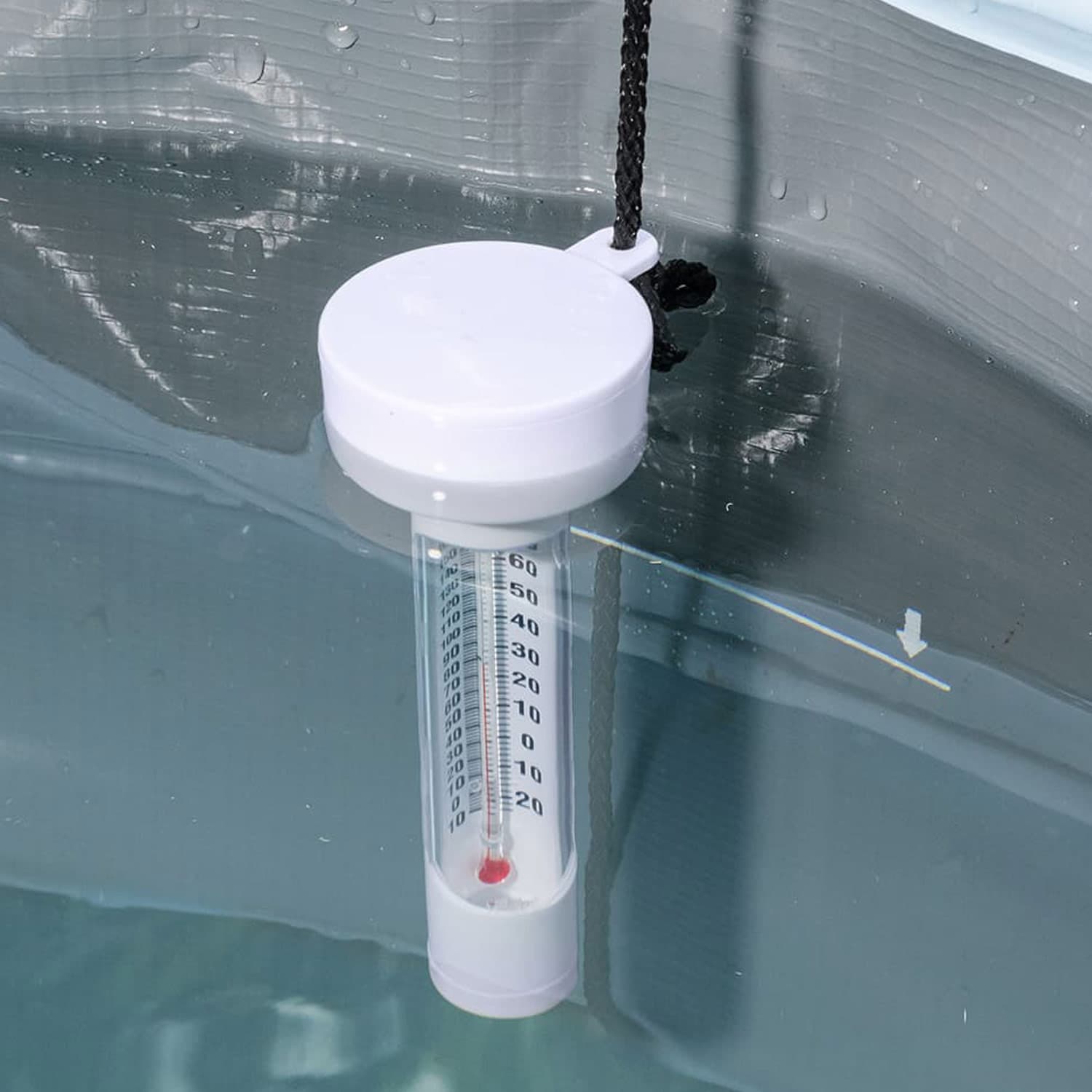 Funsicle Floating Thermometer for Ice Well Plunge submerged in water