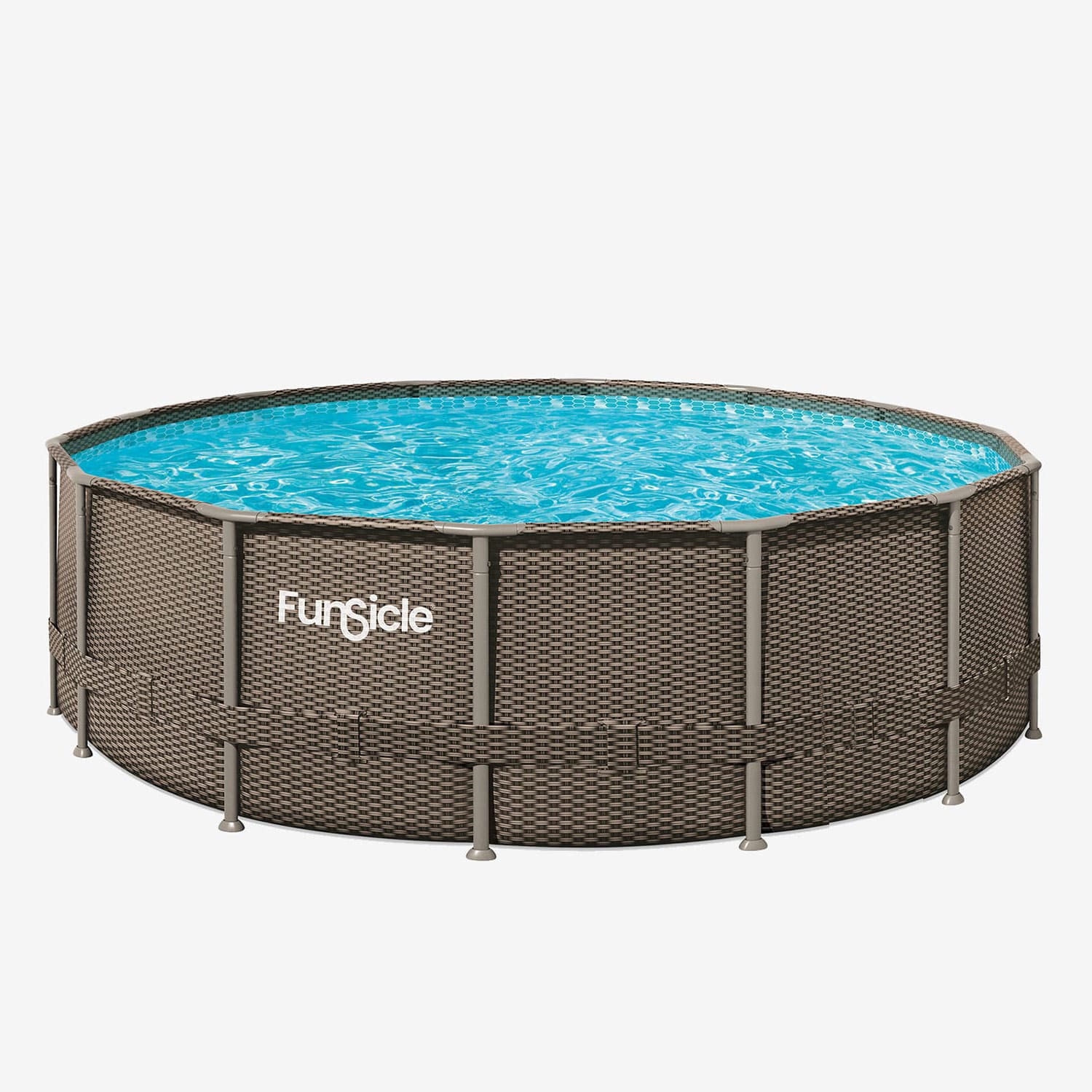 Funsicle 16 ft Oasis Designer Pool - Dark Double Rattan without people